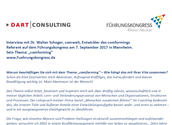 Interview mit Walter Schoger zum Führungskongress Rhein-Neckar in Mannheim